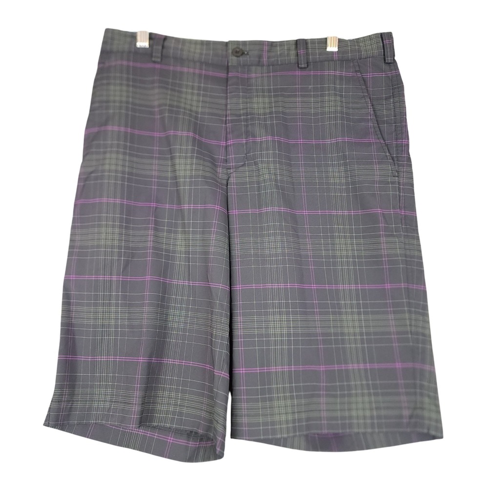 Nike Golf Men's‎ Plaid Shorts Size 34 Charcoal Purple Lightweight Performance